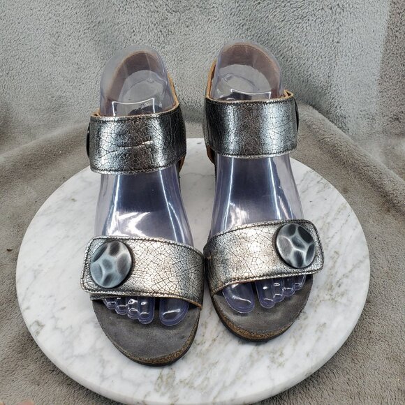 Taos Footwear Shoes Womens EU 36 US 5-5.5 Silver Leather Carousel Sandals *Read* - Picture 3 of 11